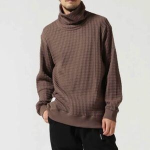 Manastash Mens Brown Snnuggle Thermal Bulky Neck Ribbed Sweater Small Mocha‎